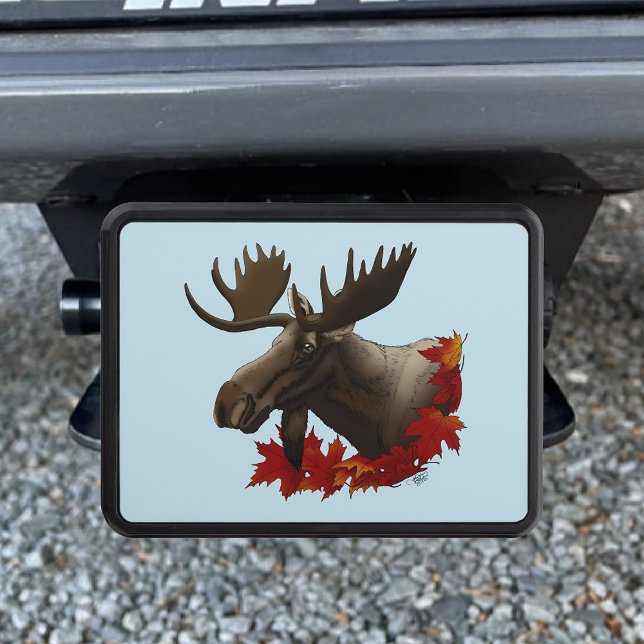 Moose Red Maple Leaves  Hitch Cover (Creator Uploaded)