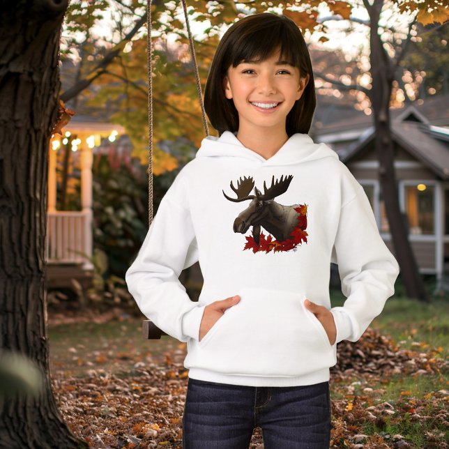 Moose Red Maple Leaves Hoodie (Creator Uploaded)