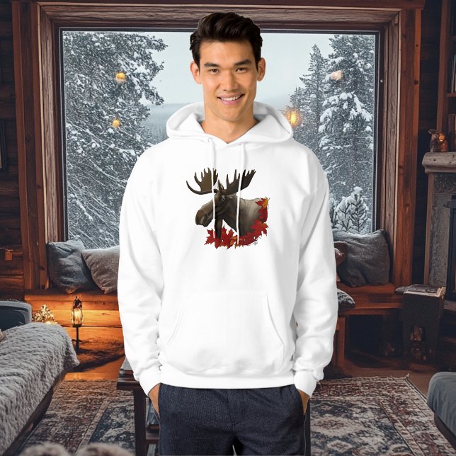Moose Red Maple Leaves Hoodie (Creator Uploaded)