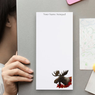 Moose Red Maple Leaves  Magnetic Notepad