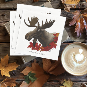 Moose Red Maple Leaves Napkins