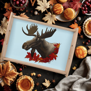 Moose Red Maple Leaves  Serving Tray