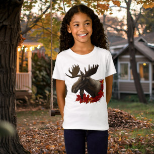 Moose Red Maple Leaves T-Shirt