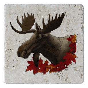 Moose Red Maple Leaves Trivet