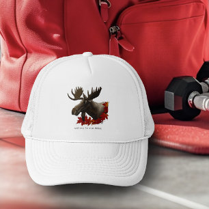 Moose Red Maple Leaves Trucker Hat