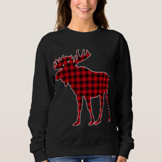 Moose Red Plaid Buffalo Matching Pajama Sweatshirt
