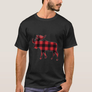 Moose Red Plaid Family Buffalo Pajama T-Shirt