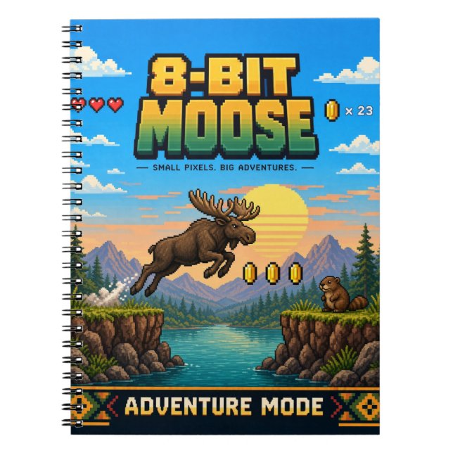 Moose, Retro 8-Bit Pixel Art Notebook (Front)