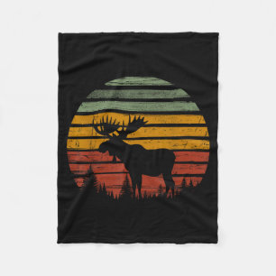 Moose Retro Vintage 80s Funny Moose Lover Gift Ani Fleece Blanket