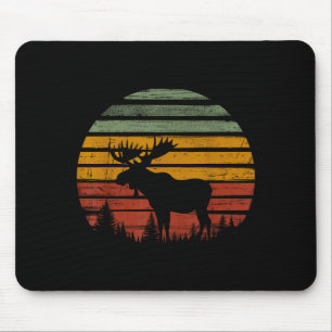 Moose Retro Vintage 80s Funny Moose Lover Gift Ani Mouse Pad