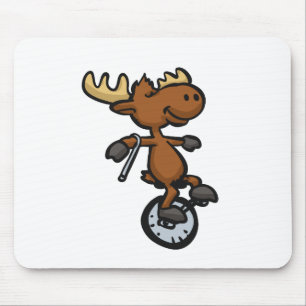 Moose riding unicycle   choose background color mouse pad