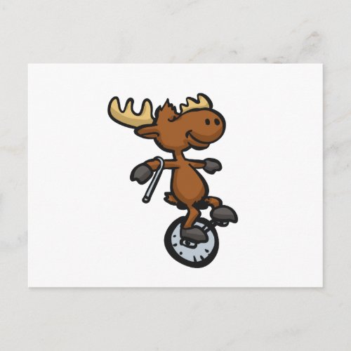 Moose riding unicycle  choose background color postcard