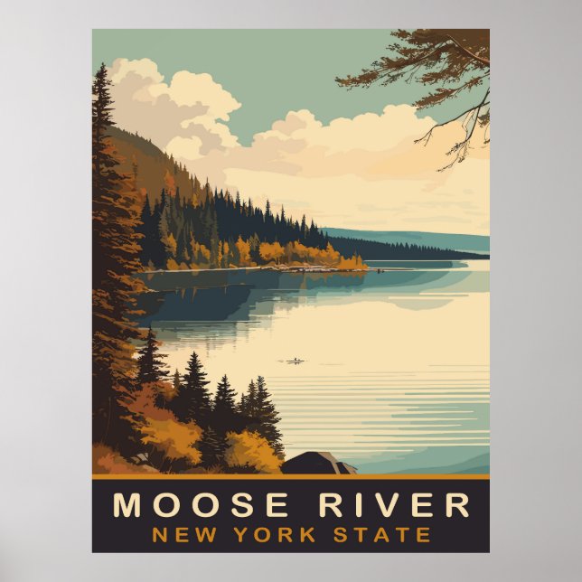 Moose River, NY, Vintage Travel  Poster (Front)
