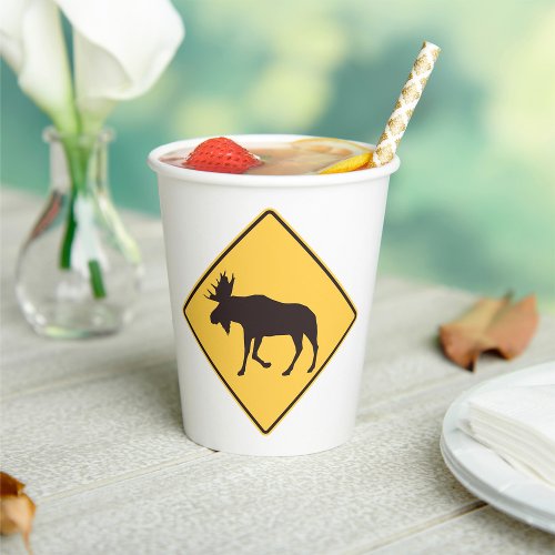 Moose Road Sign Paper Cups