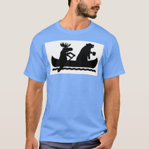 Moose Rowing Bear with Coffee Canoe T-Shirt