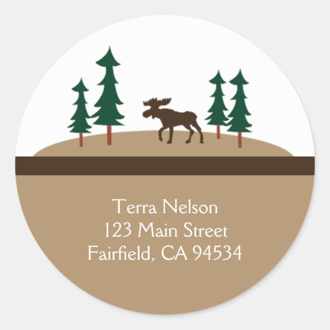 MOOSE Rustic Lodge Return Address Stickers (Front)