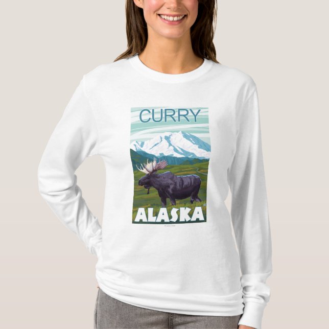 Moose Scene - Curry, Alaska T-Shirt (Front)