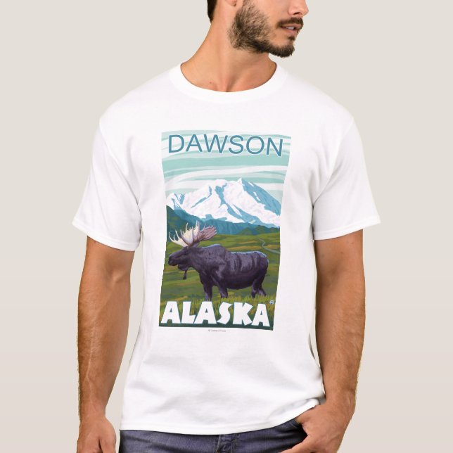 Moose Scene - Dawson, Alaska T-Shirt (Front)