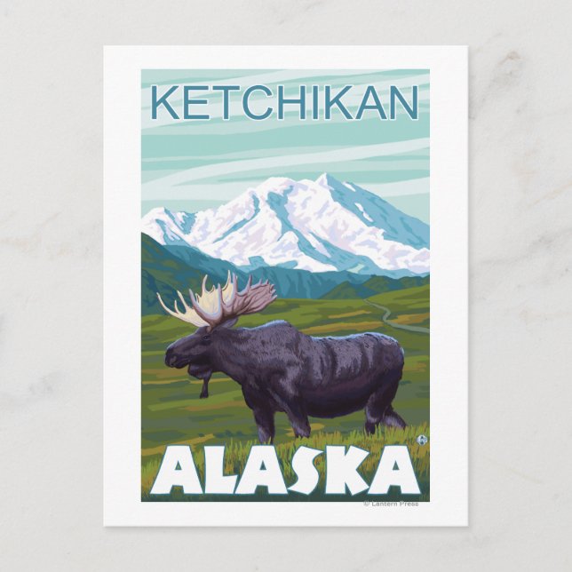 Moose Scene - Ketchikan, Alaska Postcard (Front)