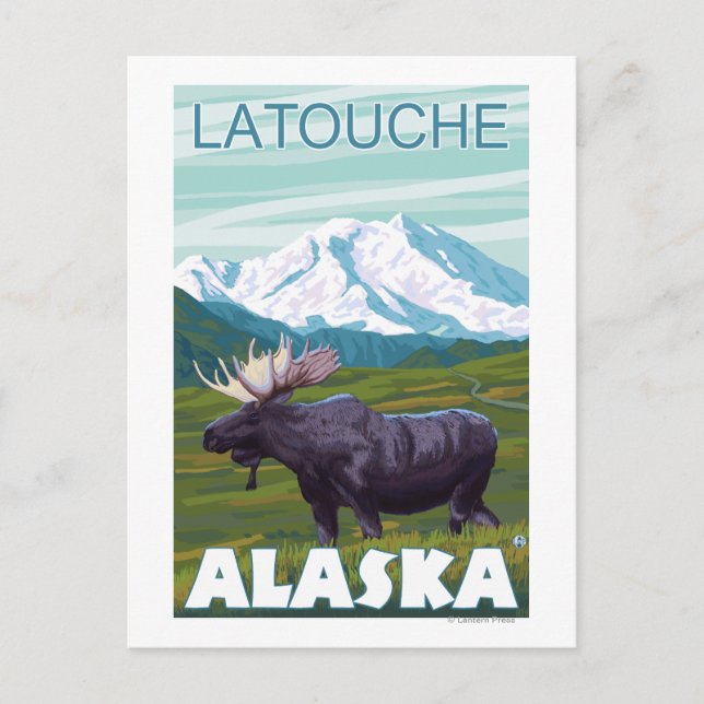 Moose Scene - Latouche, Alaska Postcard (Front)
