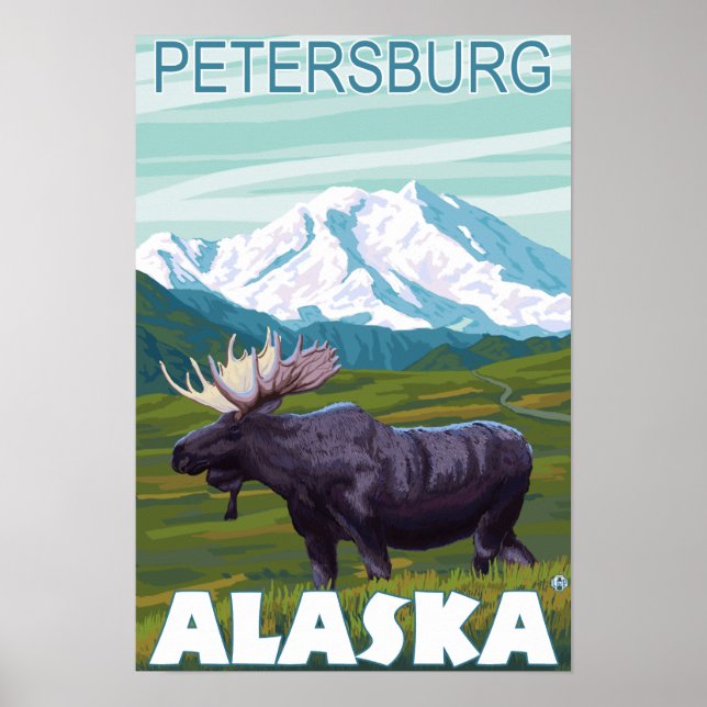 Moose Scene - Petersburg, Alaska Poster (Front)