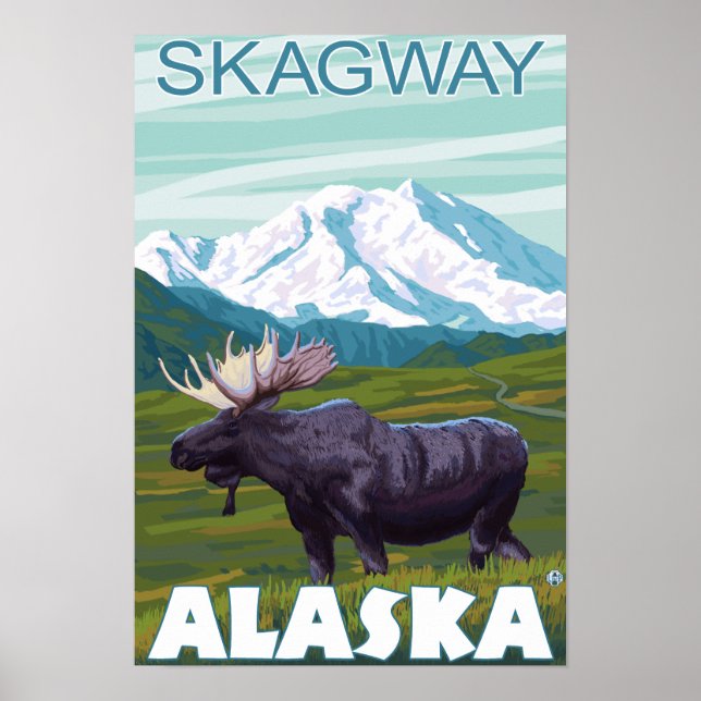 Moose Scene - Skagway, Alaska Poster (Front)