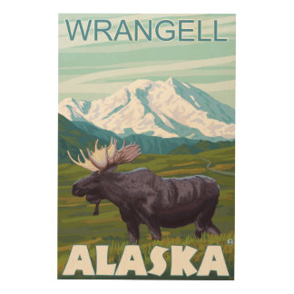 Moose Scene - Wrangell, Alaska Wood Wall Decor