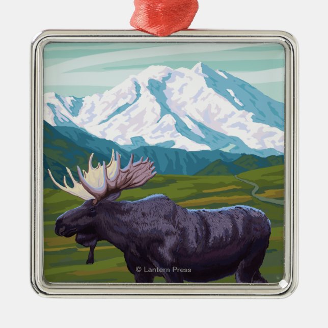 Moose Scene - Yukon, Alaska Metal Ornament (Front)