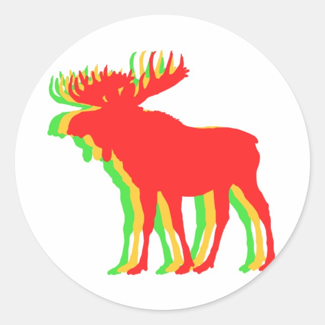 Moose  shadow colors - Choose background color Classic Round Sticker (Front)
