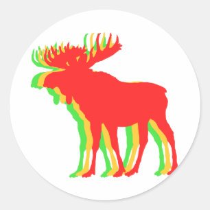 Moose  shadow colors - Choose background color Classic Round Sticker