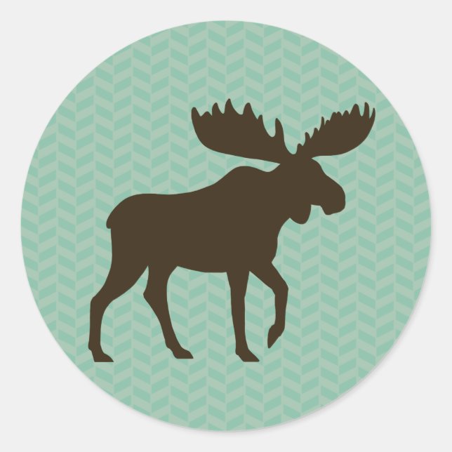 Moose Silhouette Classic Round Sticker (Front)
