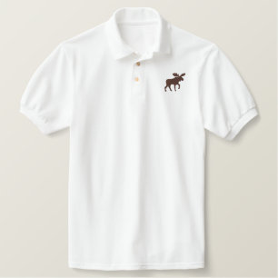 Moose Silhouette (Color Customizable) Embroidered Polo Shirt