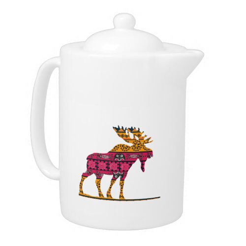 Moose silhouette color teapot