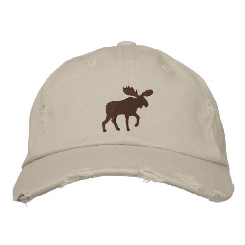 Moose Silhouette Cool Outdoor Enthusiast Hiker Embroidered Baseball Cap