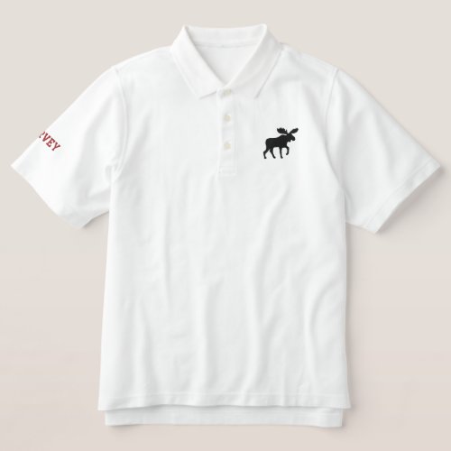 Moose Silhouette Custom Name Wildlife Wild Animal Embroidered Polo Shirt