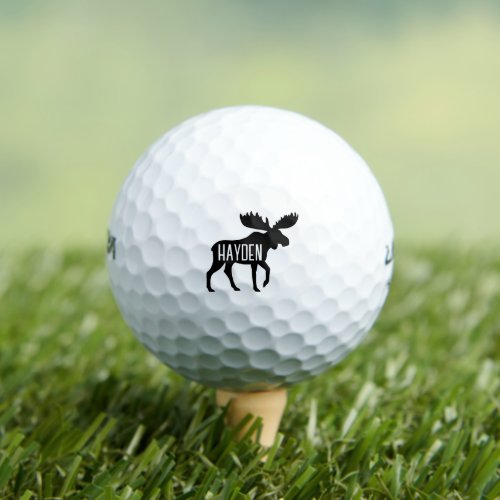Moose Silhouette Custom Name Wildlife Wild Animal Golf Balls