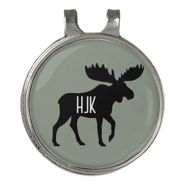 Moose Silhouette Custom Name Wildlife Wild Animal  Golf Hat Clip (Front)