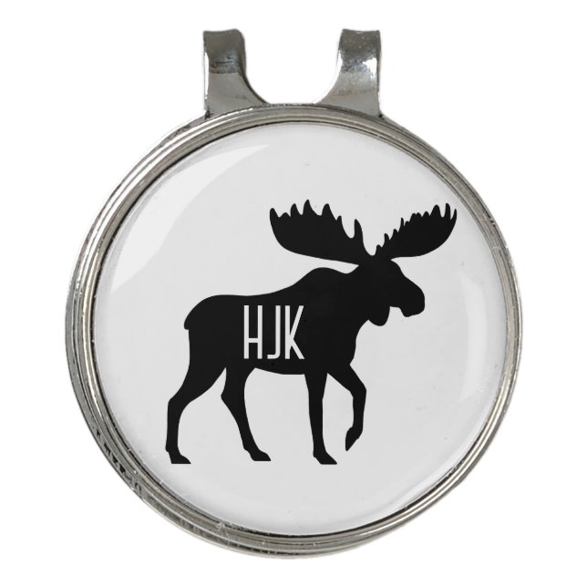 Moose Silhouette Custom Name Wildlife Wild Animal  Golf Hat Clip (Front)
