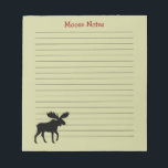 Moose Silhouette Custom Wildlife Lined Notepad<br><div class="desc">Moose Lover's Notepad. Text can be personalized with your name or slogan. Lined paper notepad for work,  to-do lists,  school,  and grocery lists. Makes a cool little gift for a friend for family member who loves wildlife,  camping,  and outdoor adventure. Available in more paper colors.</div>