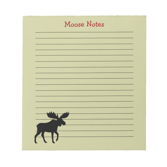 Moose Silhouette Custom Wildlife Lined Notepad (Front)
