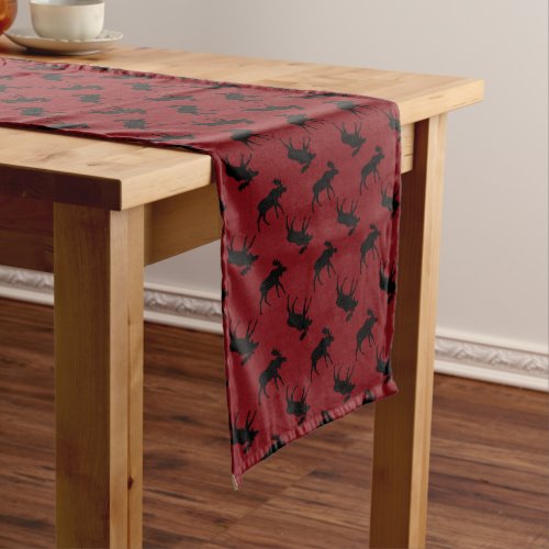 Moose Silhouette on Red Medium Table Runner