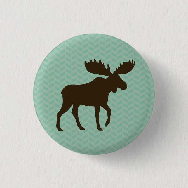 Moose Silhouette Pinback Button (Front)