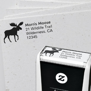 Moose Silhouette Wildlife Animal Return Address Self-inking Stamp