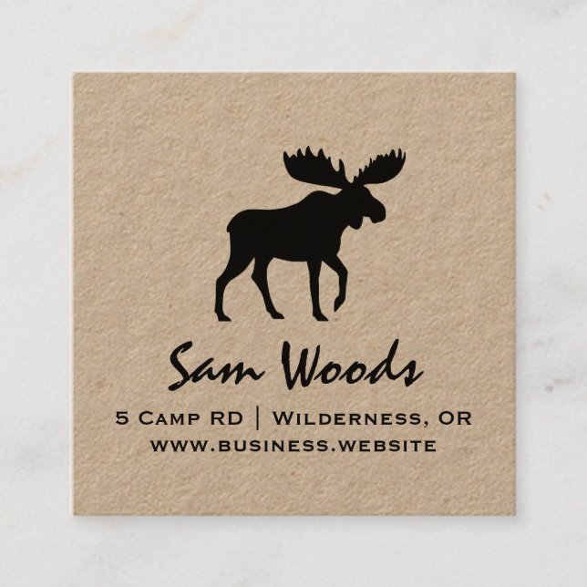 Moose Silhouette | Wildlife Outdoors Square Business Card (Front)