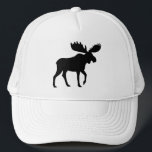 Moose Silhouette Wildlife Wild Animal Wilderness Trucker Hat<br><div class="desc">The perfect moose hat for outdoor enthusiasts,  hikers,  campers,  and wilderness explorers. Stylish trucker hat for cool bros,  dudes,  guys and girls. Unisex size fits most teens and adults.</div>
