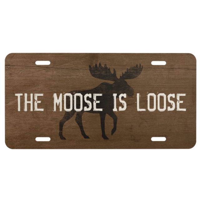 Moose Silhouette with Custom Text License Plate (Front)