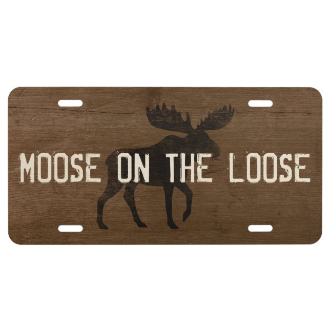 Moose Silhouette with Custom Text License Plate (Front)