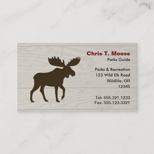 Moose Silhouette with Wood Style Background Business Card