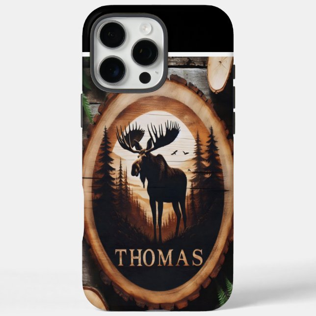 Moose Silhouette Wood Sign Case-Mate iPhone Case (Back)