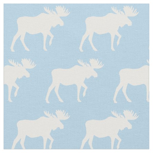 Moose Silhouettes Blue Baby Fabric